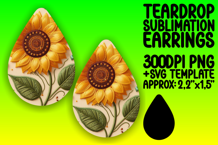Sleek Teardrop Earrings Artwork PNG , 3D Flower