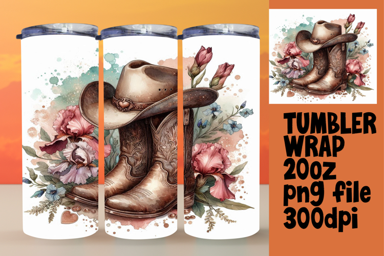 Sublimation-Ready 20oz Artwork , Western
