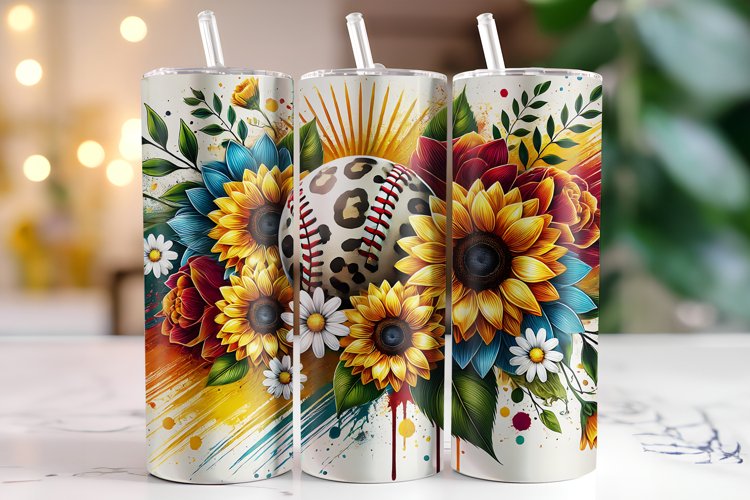 Baseball   Flowers Tumbler Wrap | Sublimation | Tumblers