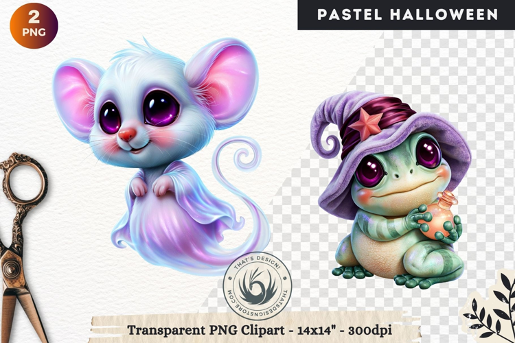 Cute Halloween Pastel characters Clipart sublimation