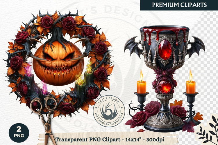 Gothic Dark Fantasy Halloween Nightmare Horror Clipart PNG