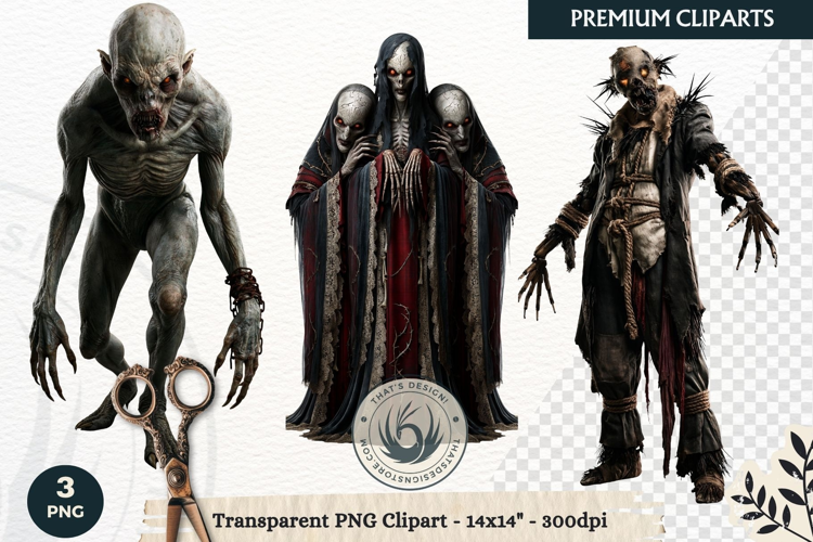 Dark Fantasy Halloween Horror Clipart PNG, Gothic Monster