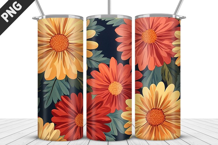 3D Prettiest Flowers Tumbler Wrap | Sublimation Design