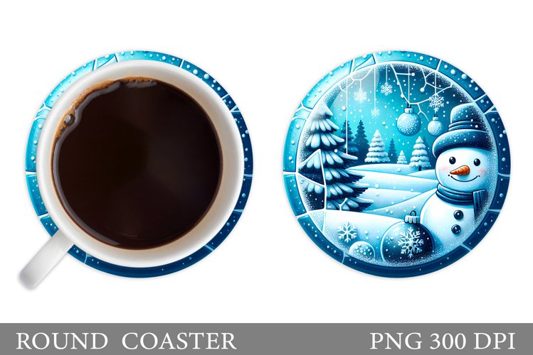 Cute Snowman Coaster Design. Cute Snowman Sublimation