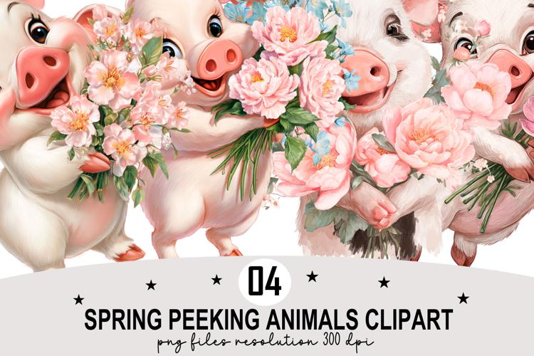 Whimsical Spring Peeking Animals Clipart Watercolor png