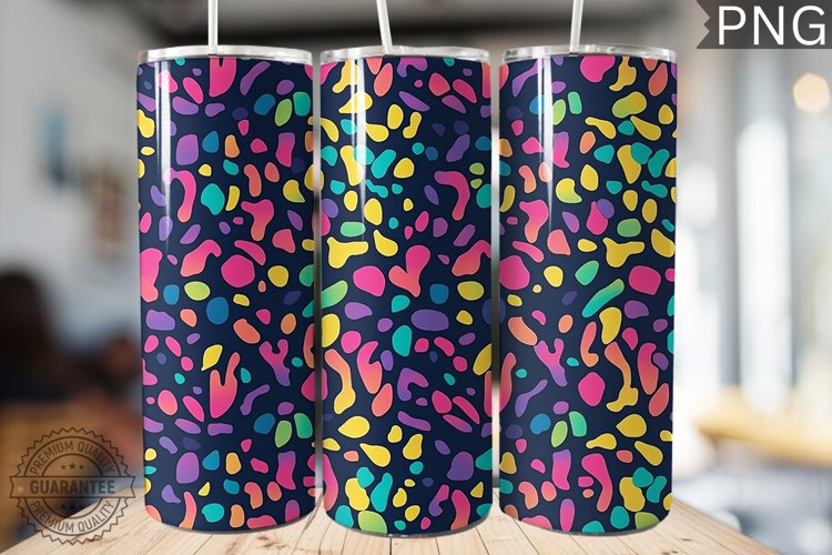 Rainbow Leopard Print Tumbler Wrap - High Quality 300 Dpi