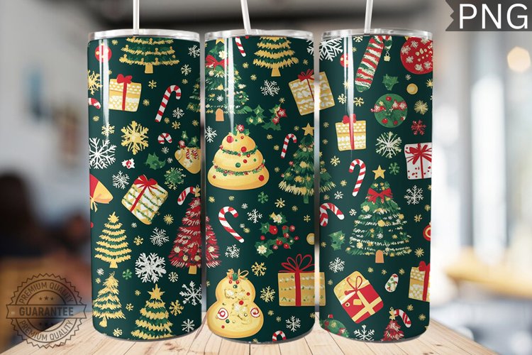 Christmas Tree Tumbler Wrap -High Quality 300 Dpi