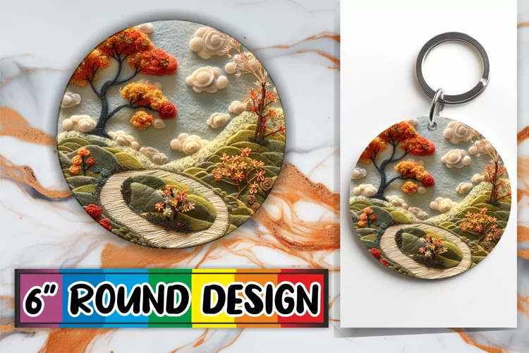 Beauty View Sublimation Circle Kaychain Springtime Print