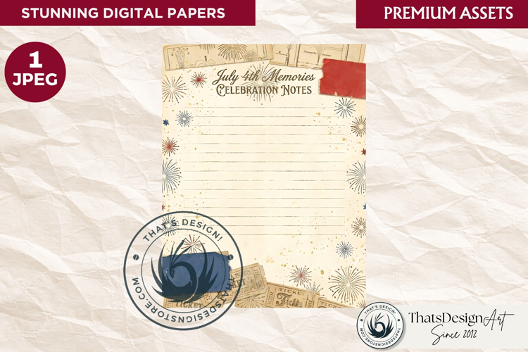 Patriotic Vintage 4th of July Junk Journal digital paper