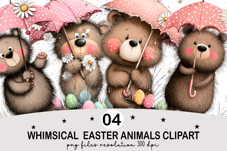 Whimsical Easter Animals Clipart Watercolor png