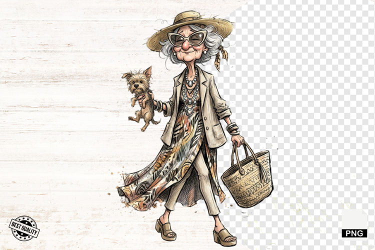 Fashionable Summer Grandma PNG - Summer Clipart
