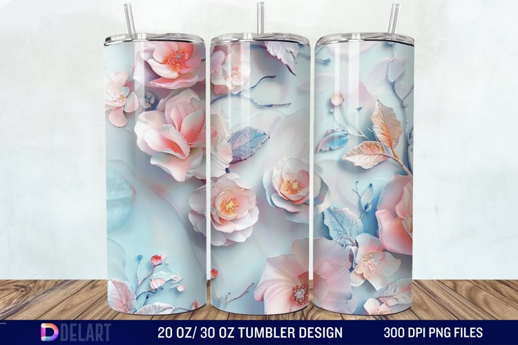 3D Painted Flower Tumbler Wrap example image 1
