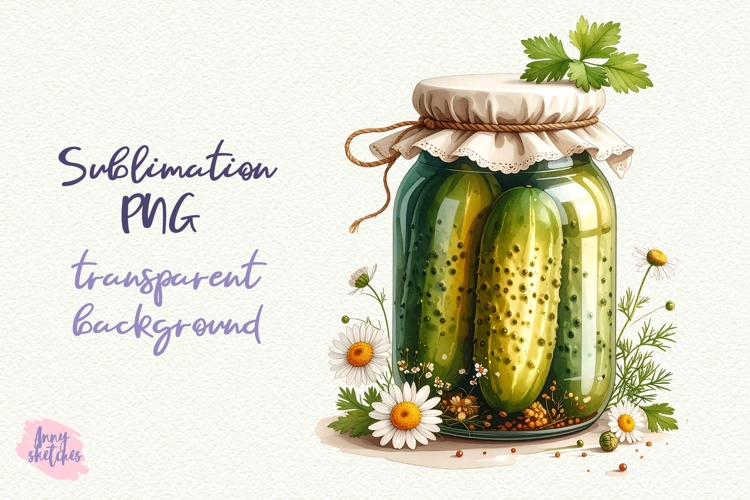 Cute Pickle Jar Sublimation Design Pickles PNG Cottagecore