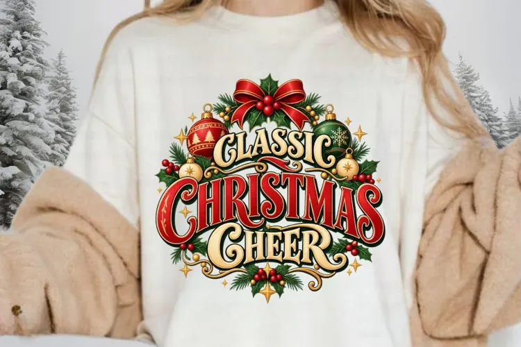 Classic Christmas Cheer PNG - Vintage Holiday Typography