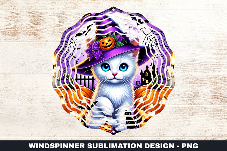 Halloween Cat Wind Spinner Sublimation Design