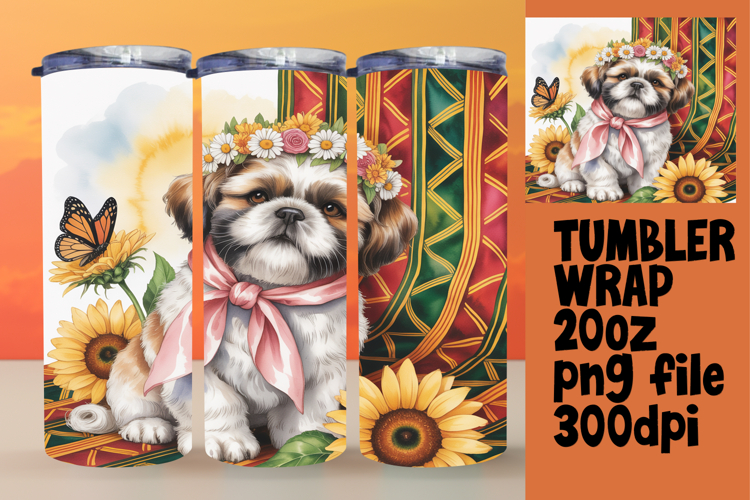 Creative 20oz Artwork for Sublimation , Cute Dog