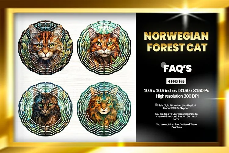 Norwegian Forest Cat Wind Spinner Sublimation- 04 Variations