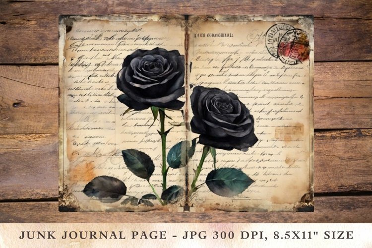 Printable Junk Journal Pages black rose 3