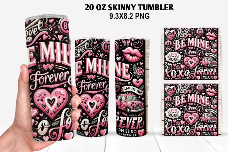 Valentine Skinny Tumbler 20oz Wrap Design, Valentine Tumbler
