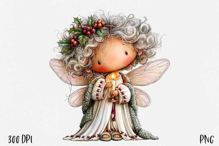 Christmas Fairy PNG, Cute Winter Fairy Girl Clipart