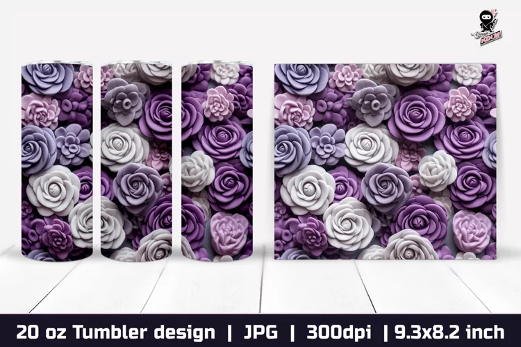 3d Flowers Tumbler, Roses Tumbler Sublimation Wrap