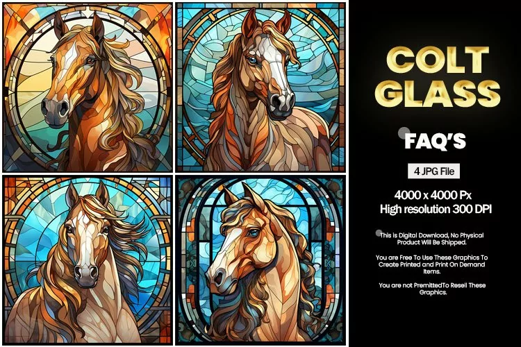 Colt Stained Glass Square Coaster - 04 Variations