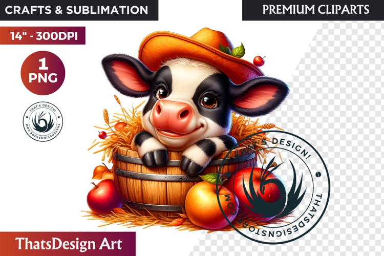 Autumn Cute animal in a bucket clipart Pumpkin thanksgiving