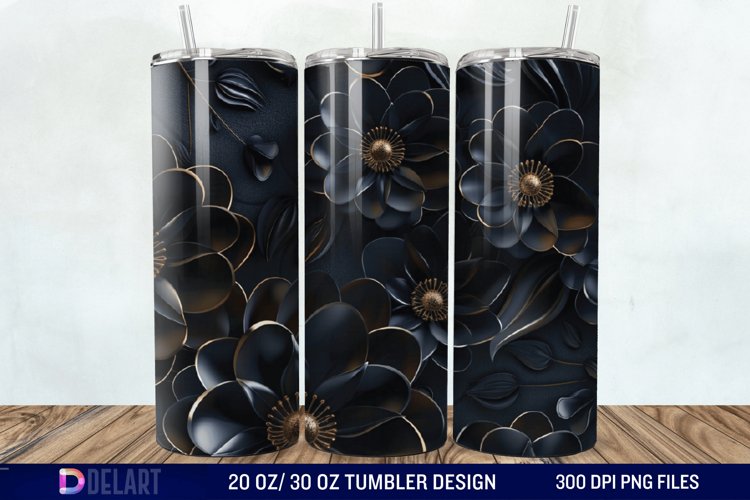 3d Dark floral Tumbler Wrap example image 1