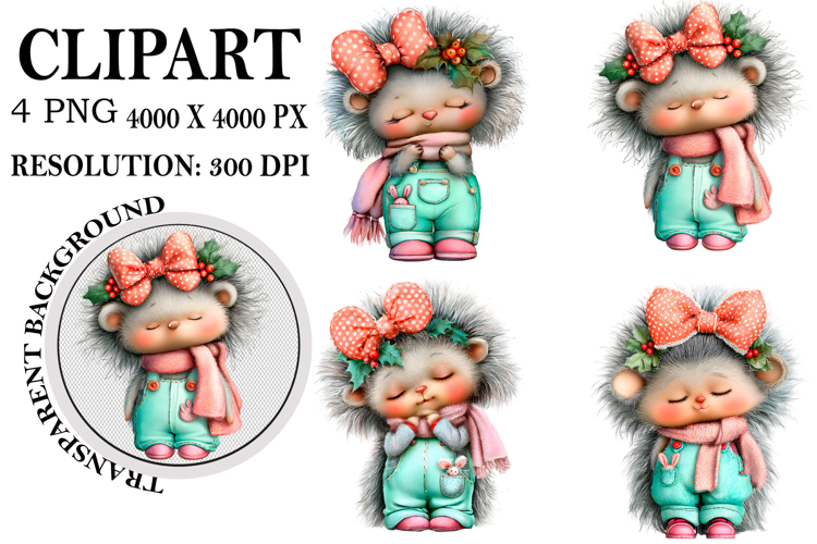 Whimsical Woodland Christmas Clipart Watercolor PNG example image 1