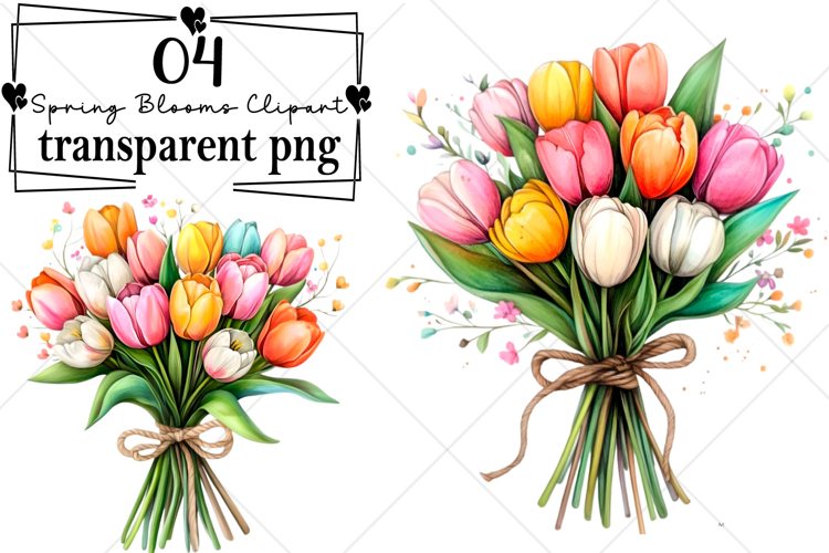 Spring Blooms Clipart Watercolor PNG
