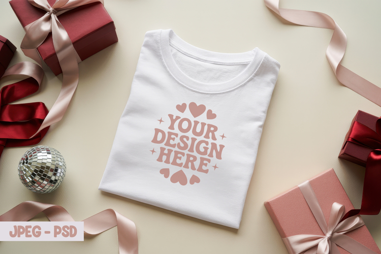 Valentine Folded T Shirt PSD JPEG Mockup