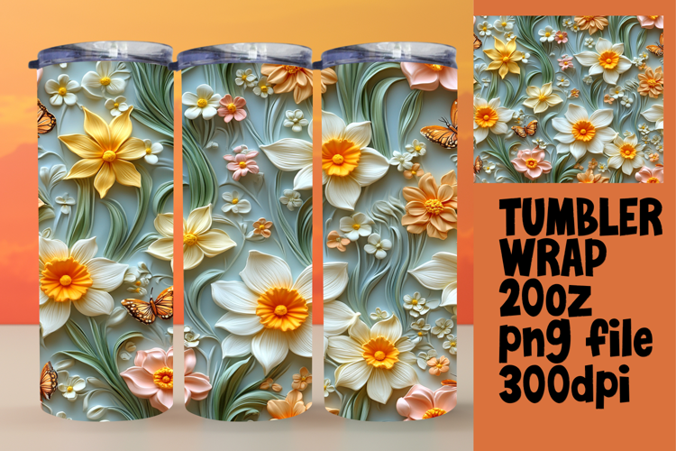 VIBRANT Sublimation Tumbler Design , 3D Flower