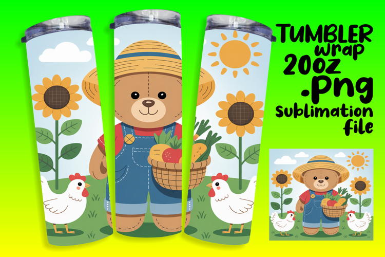 VIVID 20oz Tumbler Artwork , Cute Bear