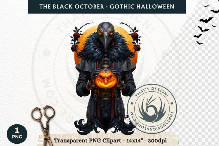 The Black October Gothic Halloween Clipart, Horror character