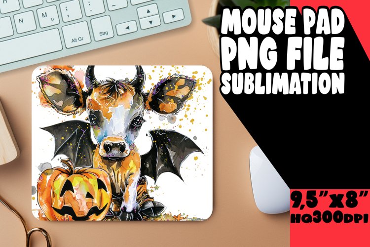 Watercolor Cow Mouse Pad for Fall Season