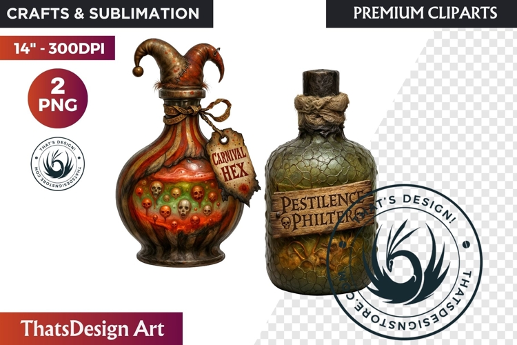 Halloween Hags Potions PNG Clipart spooky gothic bottle