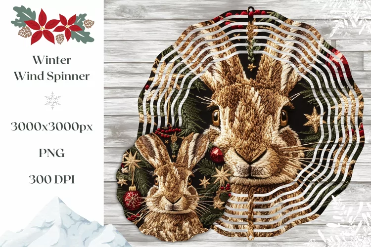 Knitted Hare Wind Spinner, Knitted Christmas Hare Spinner