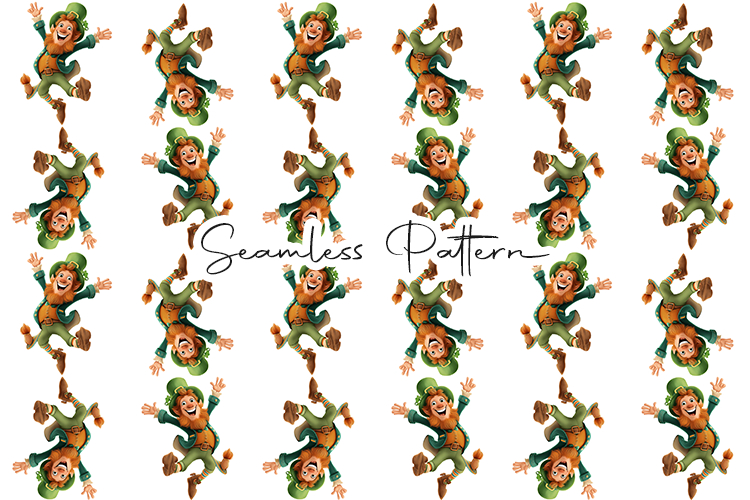 St. Patricks Day Leprechaun Pattern - Leprechaun & Clovers