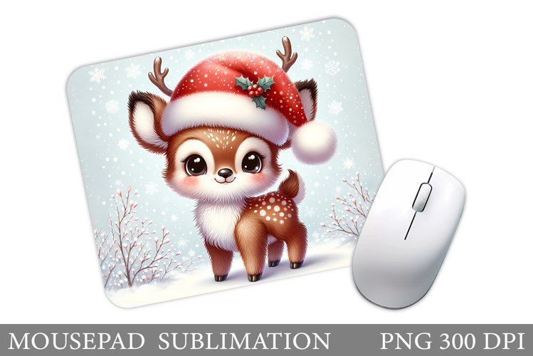 Cute Deer Mouse Pad Sublimation. Christmas Mouse Pad Design