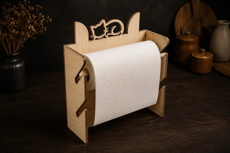 Cat Paper Towel Holder Laser Cut SVG