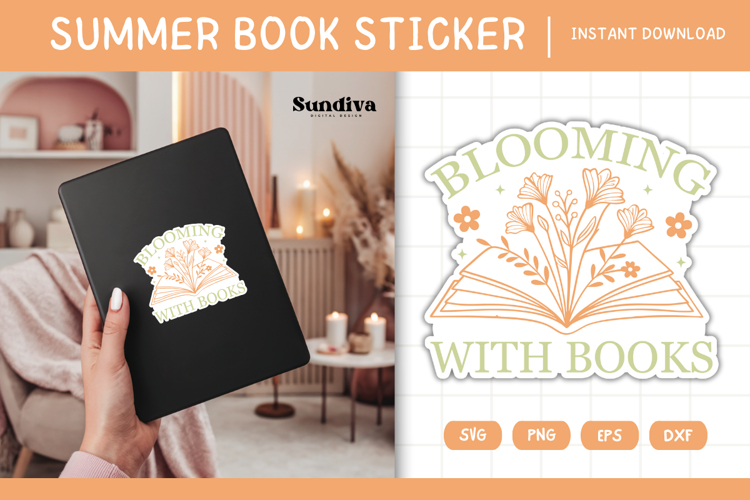 Printable Summer Book Lover Sticker | Blooming With Books
