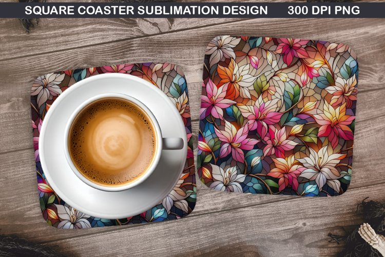 Flowers Coaster Sublimation, Spring Coaster PNG Design
