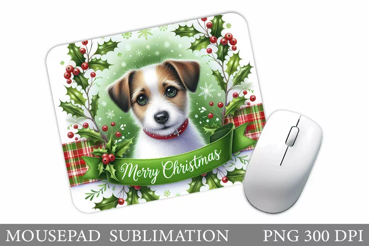 Cute Dog Mouse Pad Design. Christmas Mouse Pad Sublimation