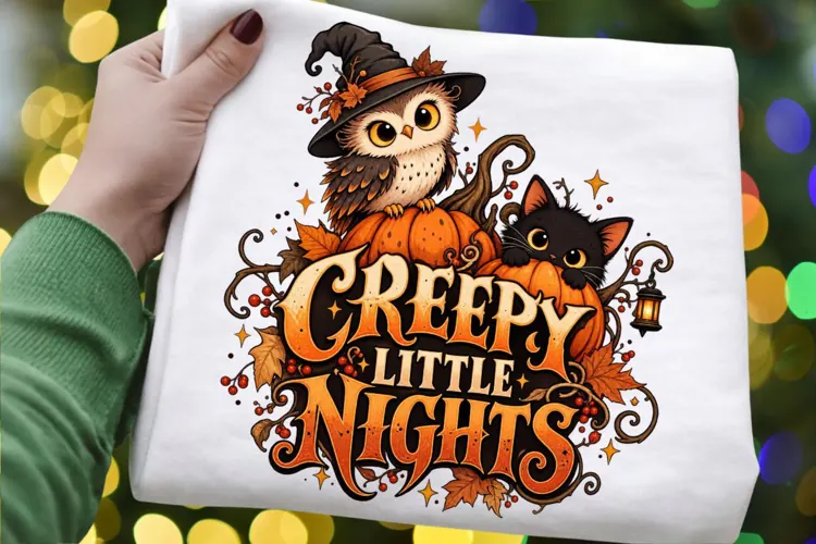 Creepy Little Nights Halloween Owl and Black Cat Pumpkin