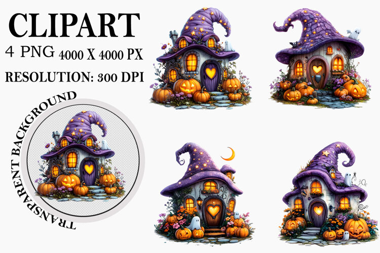 Watercolor Ghost Pumpkin Clipart example image 1