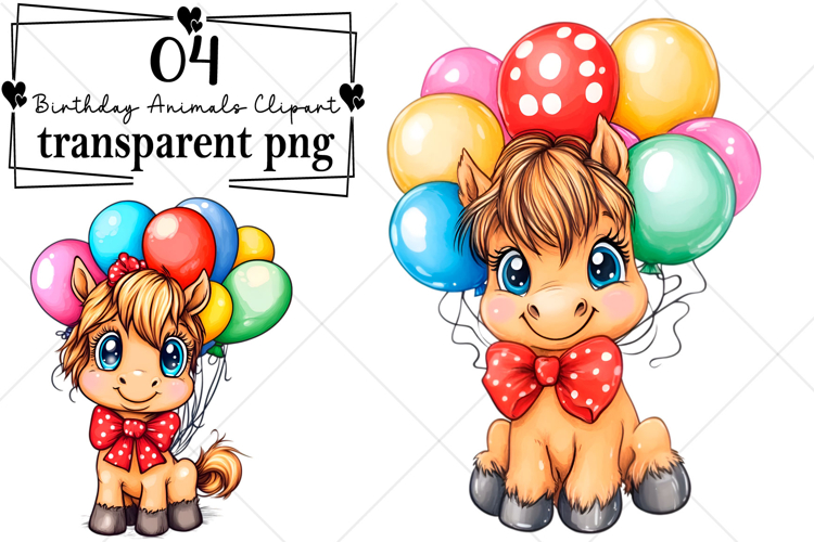 Whimsical Birthday Animals Clipart Watercolor PNG