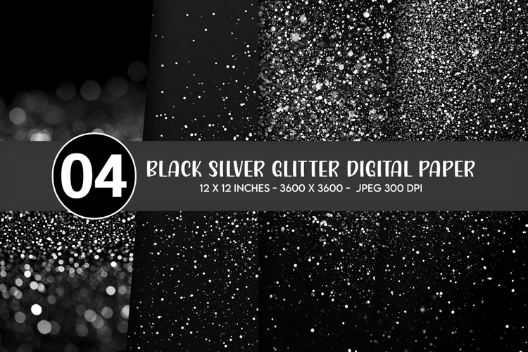 Black Silver Glitter Digital Paper