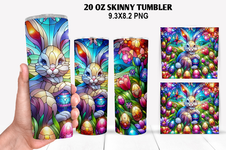 Bunny Skinny Tumbler 20oz Wrap Design, Easter Tumbler PNG