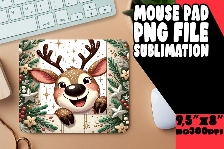 Playful Hole in Wall Christmas Mouse Mat example image 1