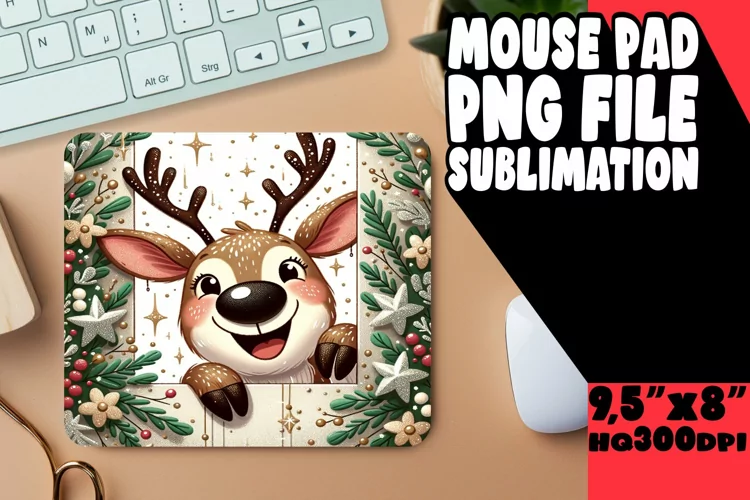 Playful Hole in Wall Christmas Mouse Mat